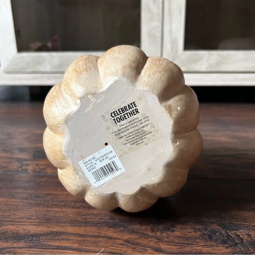 Carved Wooden Pumpkin Decor
